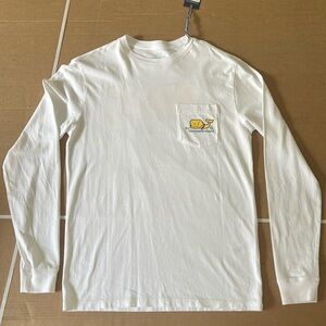 Vineyard Vines, Men’s Whale Tee, Long Sleeve, White, Golden Retriever, Size XS